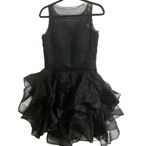 OYISHA Prom/Homecoming/Special Occasion Sequin Layered Chiffon Ruffle Dress 10